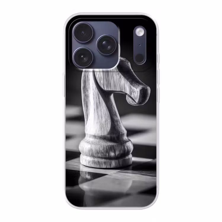 Paard - Hout - Schaalbord - Zwart Telefoonhoesje iPhone 17 Pro klein -3d