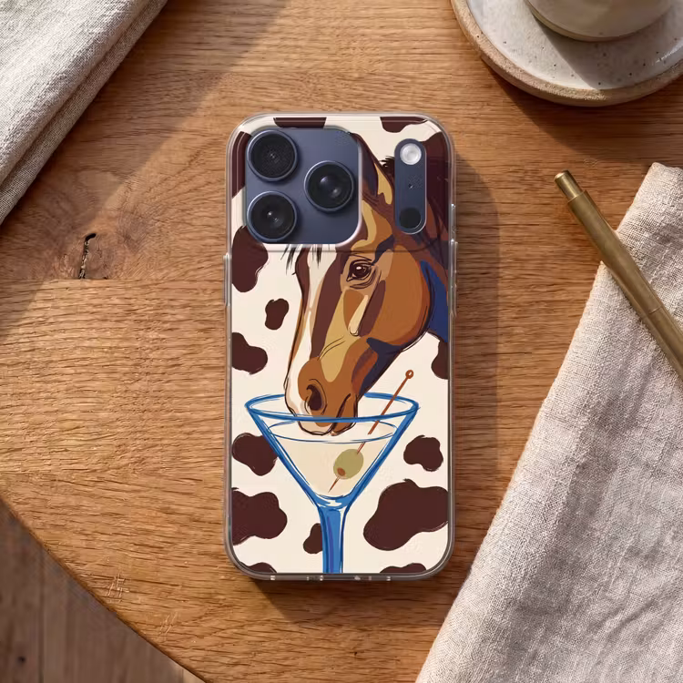Paard - Martini - Dieren - Abstract - Bruin Telefoonhoesje iPhone 17 Pro klein -sfeer1