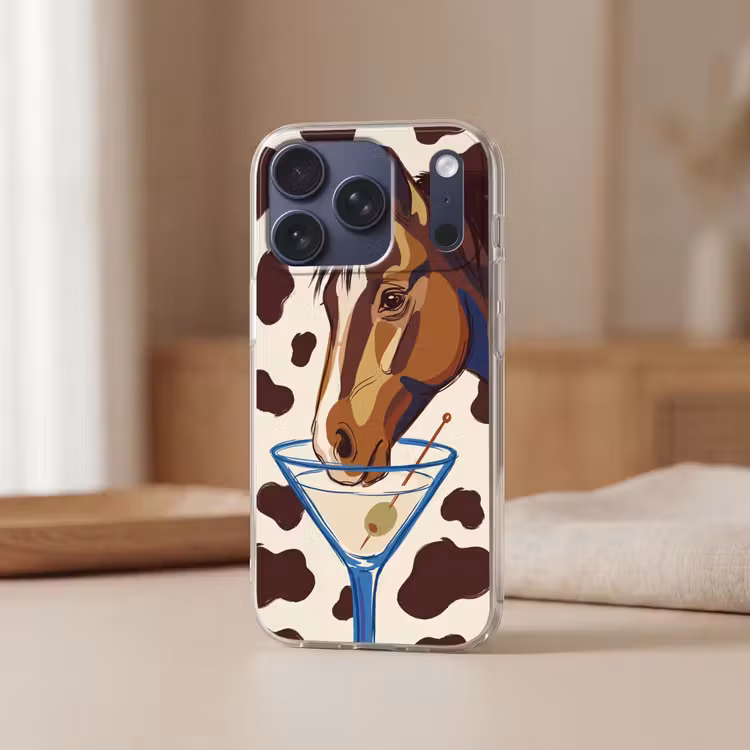 Paard - Martini - Dieren - Abstract - Bruin Telefoonhoesje iPhone 17 Pro klein -sfeer2