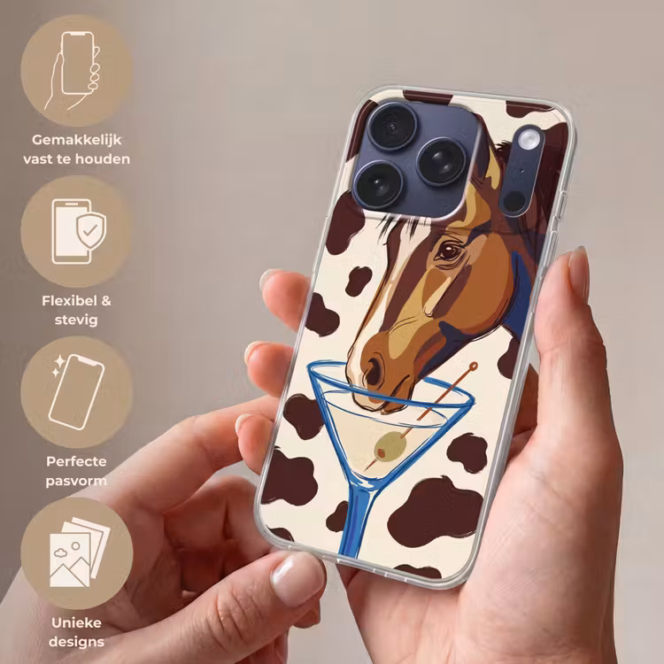 Paard - Martini - Dieren - Abstract - Bruin Telefoonhoesje iPhone 17 Pro klein -sfeer3_NL