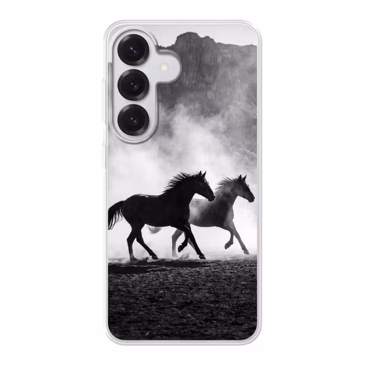 Paard - Ren - Stof - Zwart-wit - Dieren Telefoonhoesje Samsung Galaxy S26 klein -3d