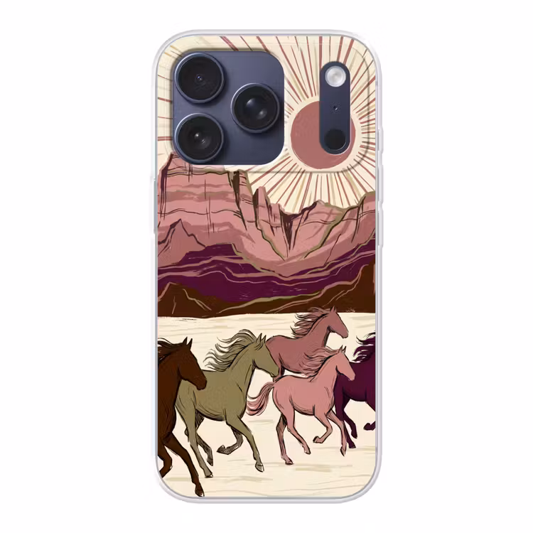 Paarden - Rennend - Woestijn - Natuur - Abstract Telefoonhoesje iPhone 17 Pro klein -3d