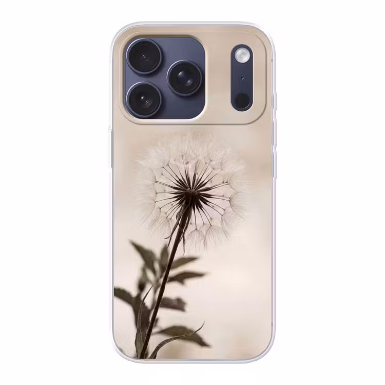 Paardenbloem - Minimalistisch - Wit Telefoonhoesje iPhone 17 Pro klein -3d