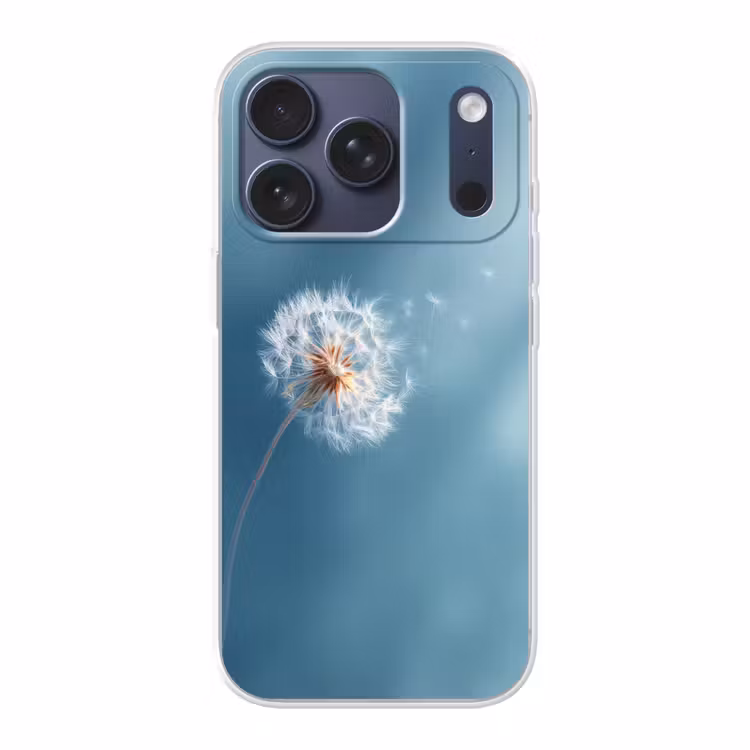 Paardenbloem - Wind - Blauw Telefoonhoesje iPhone 17 Pro klein -3d