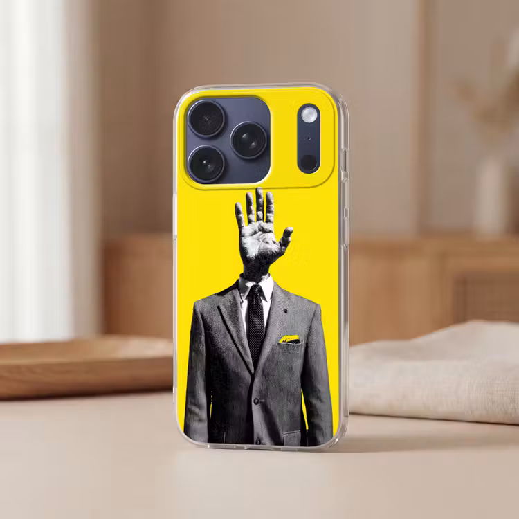 Pak - Hand - Geel Telefoonhoesje iPhone 17 Pro klein -sfeer2