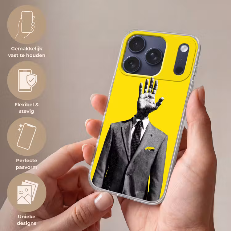 Pak - Hand - Geel Telefoonhoesje iPhone 17 Pro klein -sfeer3_NL