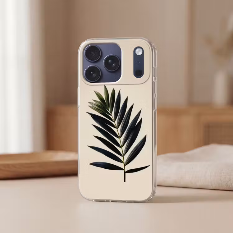 Palmblad - Donkere bladen - Subtiel Telefoonhoesje iPhone 17 Pro klein -sfeer2