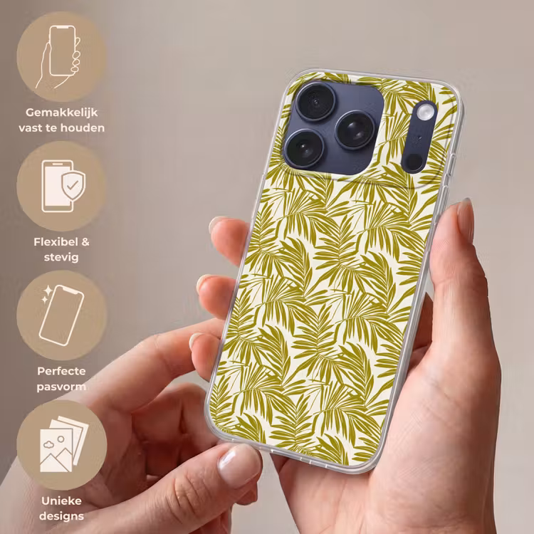 Palmblad - Patroon - Groen Telefoonhoesje iPhone 17 Pro klein 878 -sfeer3_NL