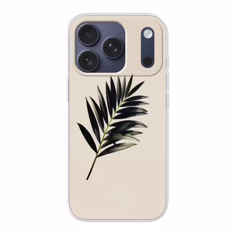 Palmblad - Subtiel - Groen - beige Telefoonhoesje iPhone 17 Pro klein -3d