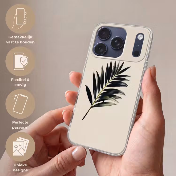 Palmblad - Subtiel - Groen - beige Telefoonhoesje iPhone 17 Pro klein -sfeer3_NL