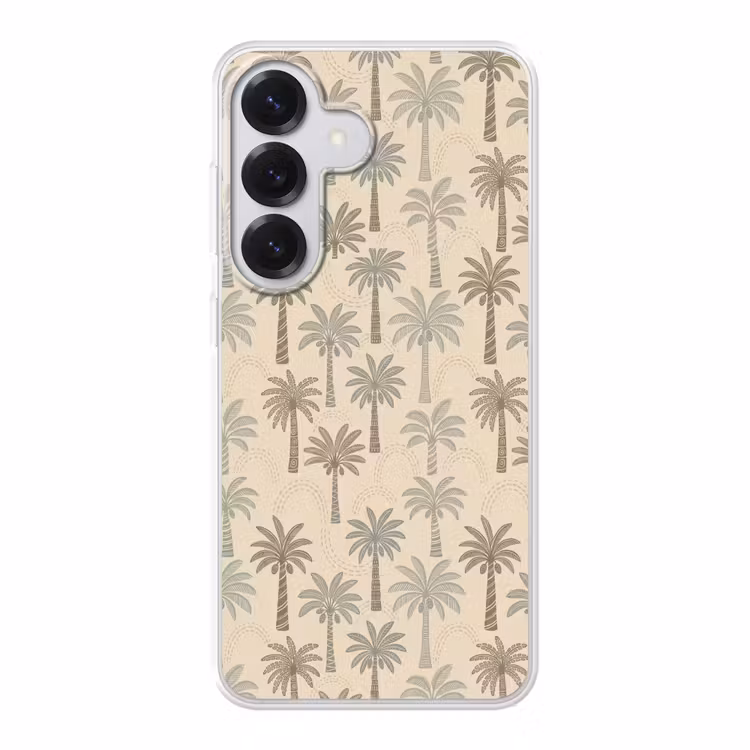 Palmbomen - Patroon - Tropisch - Beige Telefoonhoesje Samsung Galaxy S26 klein -3d