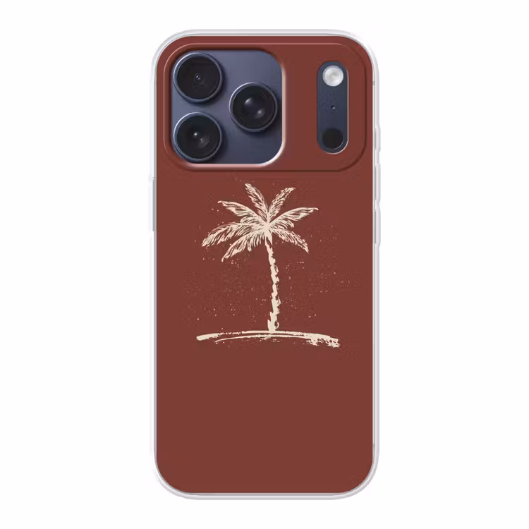 Palmboom - Beige - Rood - Tropisch Telefoonhoesje iPhone 17 Pro klein -3d