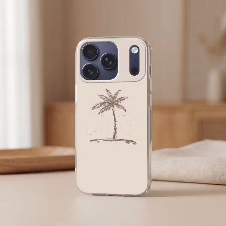 Palmboom - Bruin - Beige - Tropisch Telefoonhoesje iPhone 17 Pro klein -sfeer2