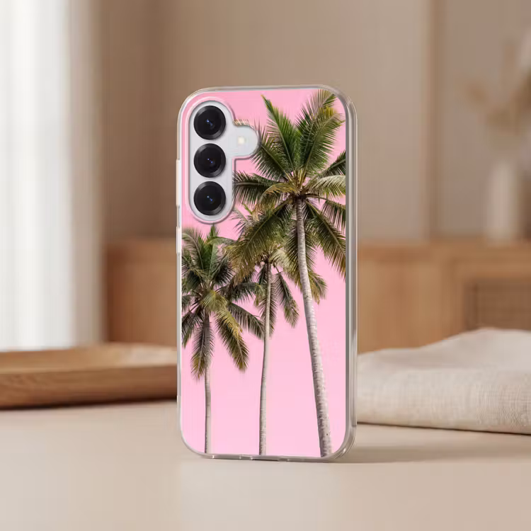 Palmboom - Tropisch - Pink Telefoonhoesje Samsung Galaxy S26 klein -sfeer2