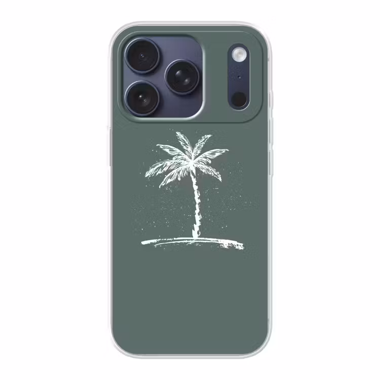 Palmboom - Wit - Groen - Tropisch Telefoonhoesje iPhone 17 Pro klein -3d