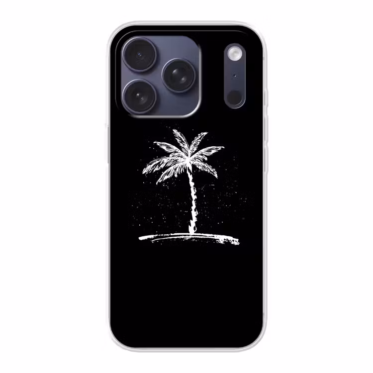 Palmboom - Wit - Zwart - Tropisch Telefoonhoesje iPhone 17 Pro klein -3d
