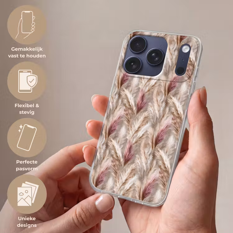 Pampasgras - Pluizig - Kleurrijk Telefoonhoesje iPhone 17 Pro klein 878 -sfeer3_NL