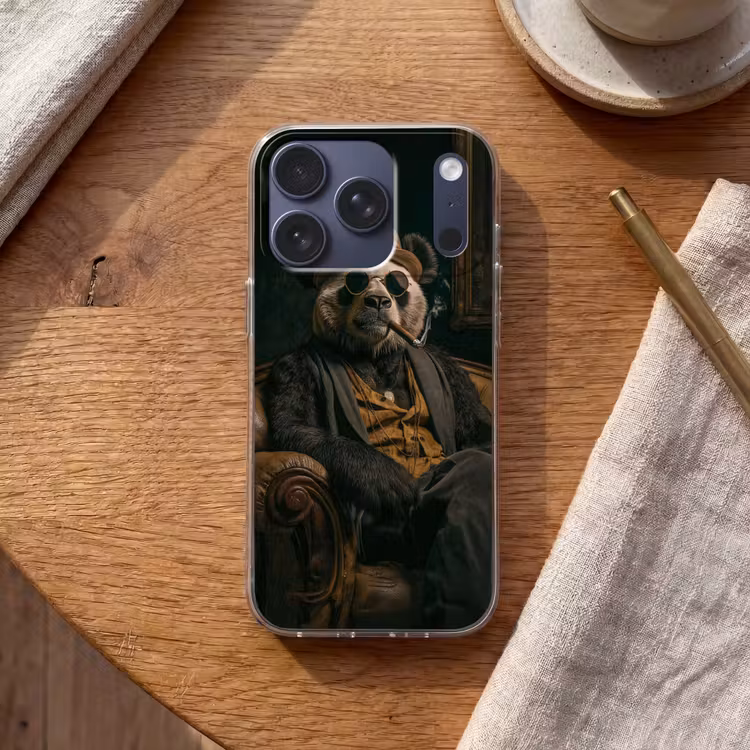 Panda - Hoed - Bril - Pak Telefoonhoesje iPhone 17 Pro klein -sfeer1