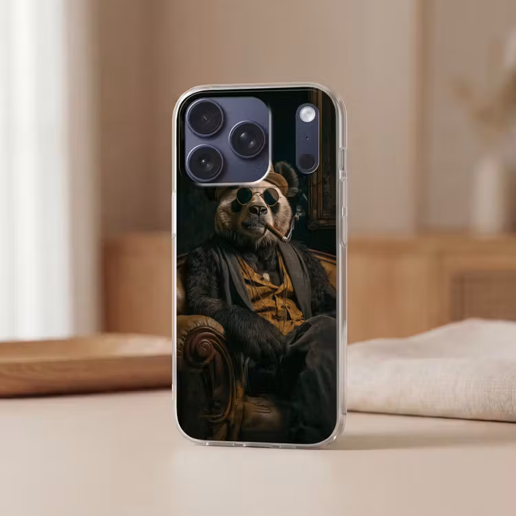 Panda - Hoed - Bril - Pak Telefoonhoesje iPhone 17 Pro klein -sfeer2