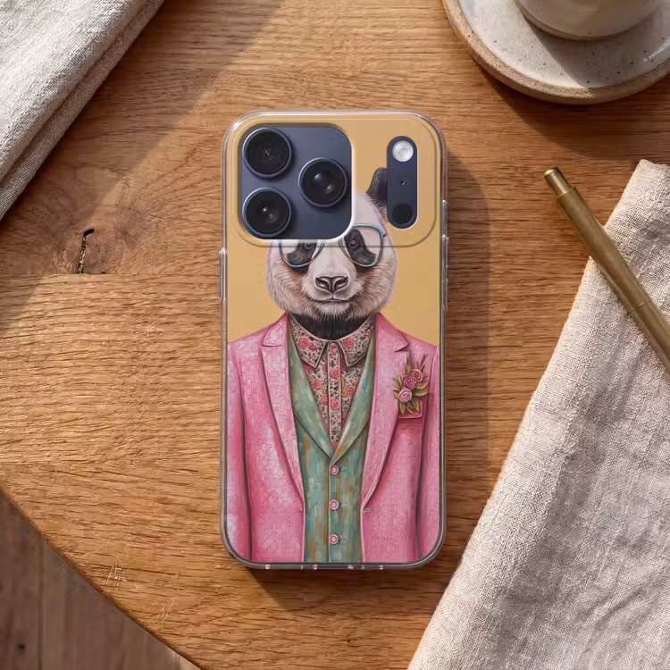 Panda - Pak - Zonnebril - Blauw Telefoonhoesje iPhone 17 Pro klein -sfeer1