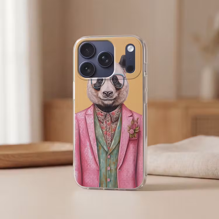 Panda - Pak - Zonnebril - Blauw Telefoonhoesje iPhone 17 Pro klein -sfeer2