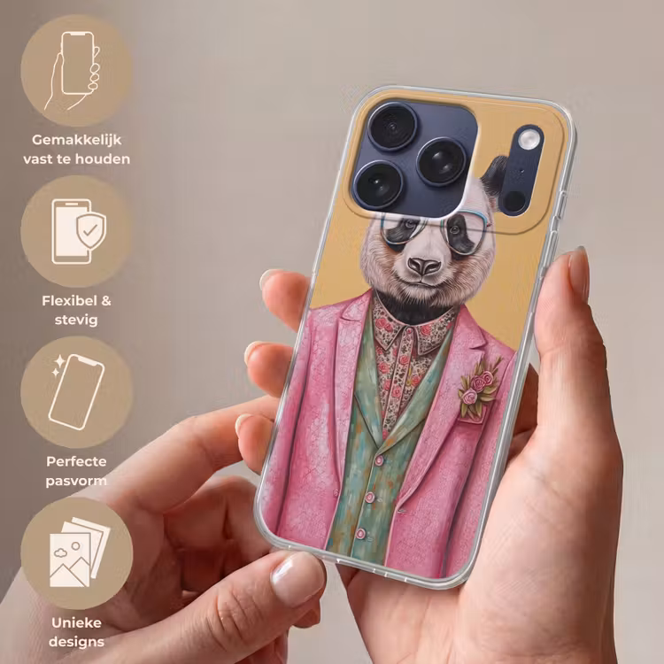 Panda - Pak - Zonnebril - Blauw Telefoonhoesje iPhone 17 Pro klein -sfeer3_NL