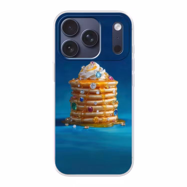 Pannenkoeken - Steentjes - Glitter - Slagroom Telefoonhoesje iPhone 17 Pro klein -3d