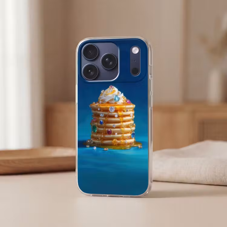 Pannenkoeken - Steentjes - Glitter - Slagroom Telefoonhoesje iPhone 17 Pro klein -sfeer2