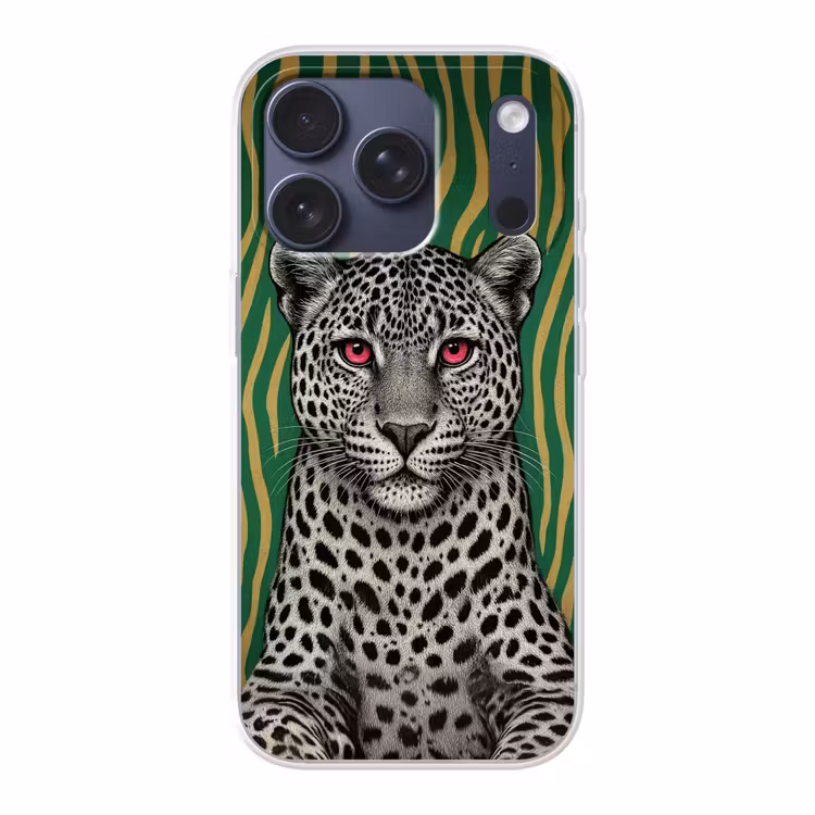 Panter - Zebrapatroon - Groen Telefoonhoesje iPhone 17 Pro klein -3d