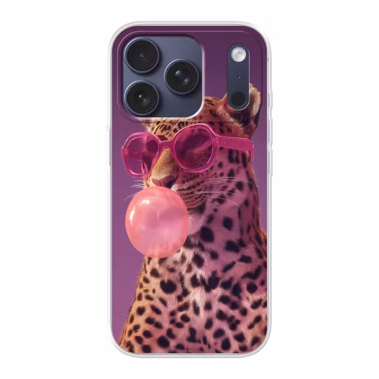 Panter - Zonnebril - Kauwgombel - Roze Telefoonhoesje iPhone 17 Pro klein -3d