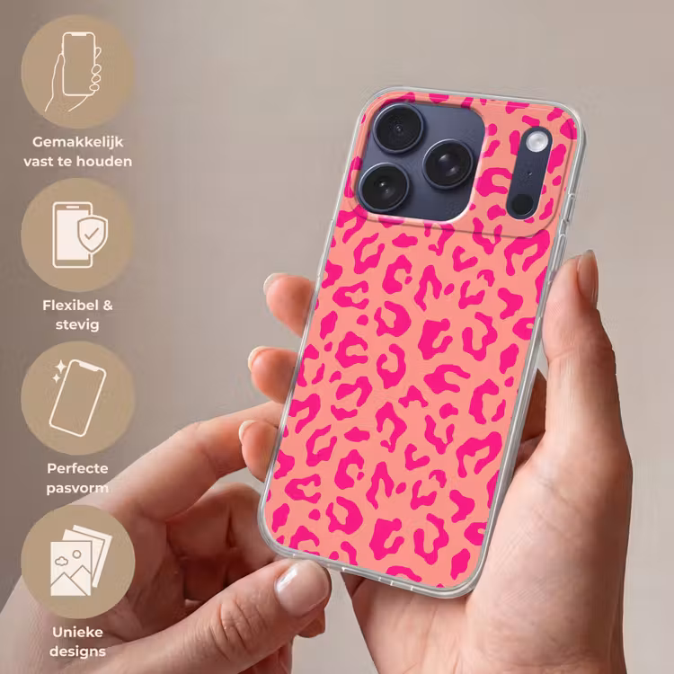 Panterprint - Roze - Dierenprint - Minimalistisch Telefoonhoesje iPhone 17 Pro klein -sfeer3_NL