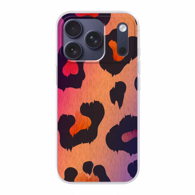 Panterprint - Roze - Paars - Oranje Telefoonhoesje iPhone 17 Pro klein -3d