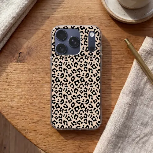 Panterprint - Zwart - Bruin - Dierenprint Telefoonhoesje iPhone 17 Pro klein -sfeer1