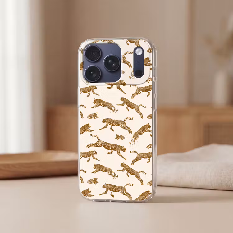 Panters - Dieren - Beige - Bruin - Patroon Telefoonhoesje iPhone 17 Pro klein -sfeer2