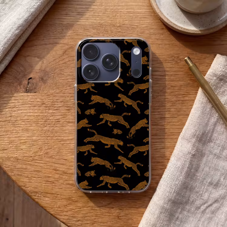 Panters - Patroon - Dieren - Zwart - Bruin Telefoonhoesje iPhone 17 Pro klein -sfeer1