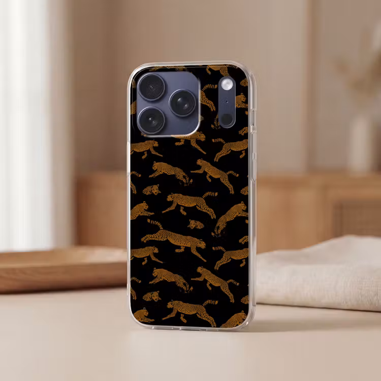 Panters - Patroon - Dieren - Zwart - Bruin Telefoonhoesje iPhone 17 Pro klein -sfeer2