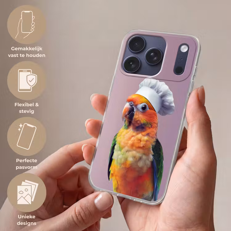 Papegaai - Koksmuts - Nieuwsgierig - Vogel Telefoonhoesje iPhone 17 Pro klein -sfeer3_NL