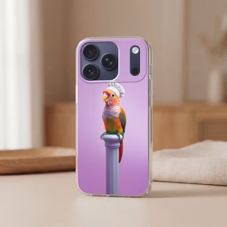 Papegaai - Koksmuts - Pilaar - Vogel Telefoonhoesje iPhone 17 Pro klein -sfeer2
