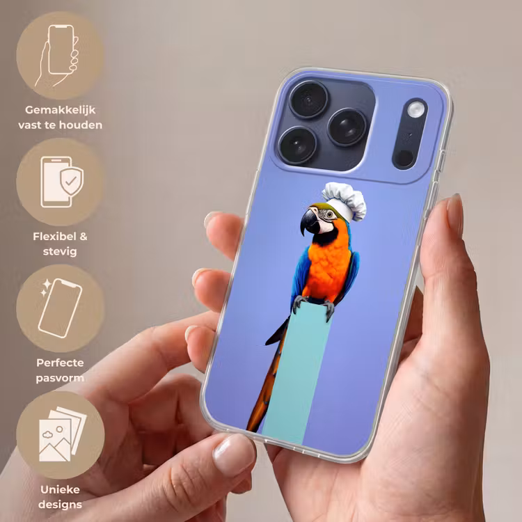 Papegaai - Koksmuts - Vogel - Leuk Telefoonhoesje iPhone 17 Pro klein -sfeer3_NL