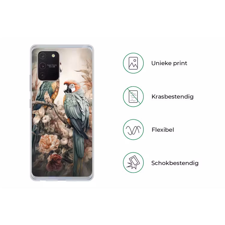 Papegaaien - Vogels - Natuur - Bloemen Telefoonhoesje Samsung Galaxy S10 Lite klein -specsS10Lite