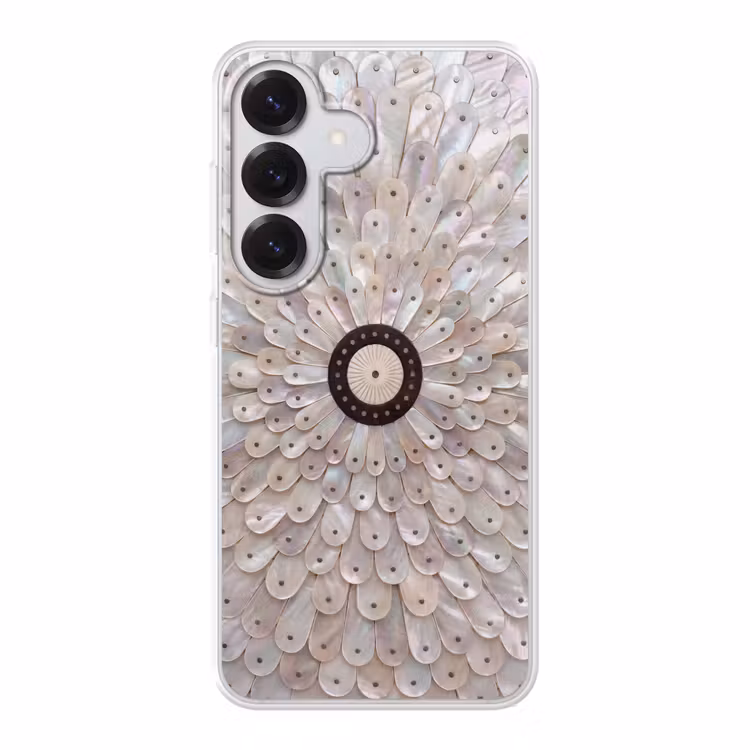 Parelmoer - Patroon - Decoratie - Ambacht - Wit Telefoonhoesje Samsung Galaxy S26 klein -3d