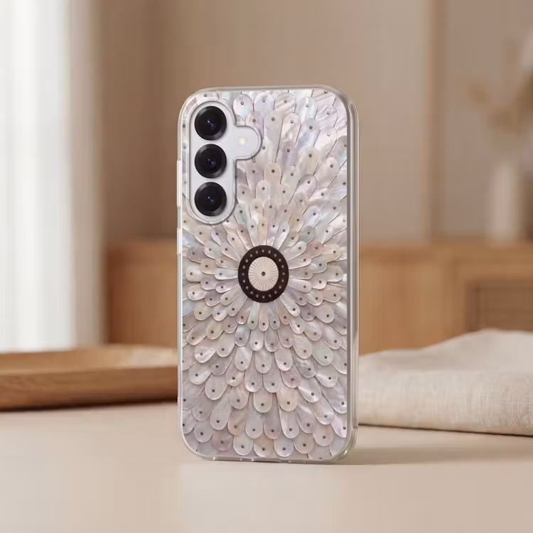 Parelmoer - Patroon - Decoratie - Ambacht - Wit Telefoonhoesje Samsung Galaxy S26 klein -sfeer2