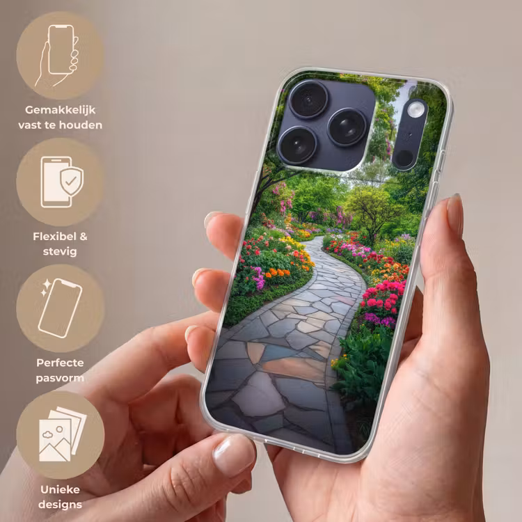 Park - Bloemen - Tuin Telefoonhoesje iPhone 17 Pro klein -sfeer3_NL