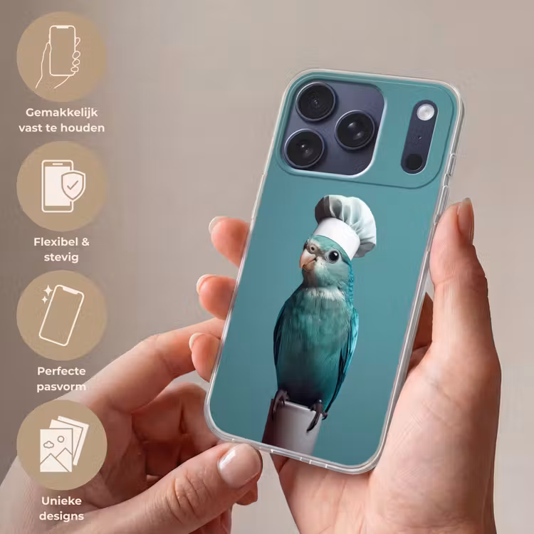Parkiet - Vogel - Koksmuts - Cute Telefoonhoesje iPhone 17 Pro klein -sfeer3_NL