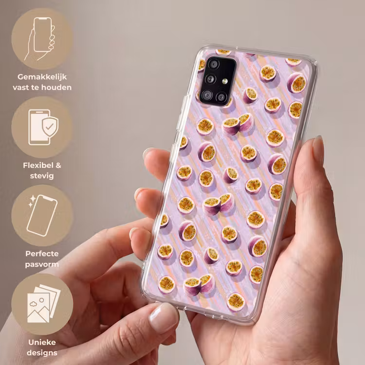 Passievrucht - Tropisch - Paars Telefoonhoesje Samsung Galaxy A51 5G klein 373 -sfeer3_NL