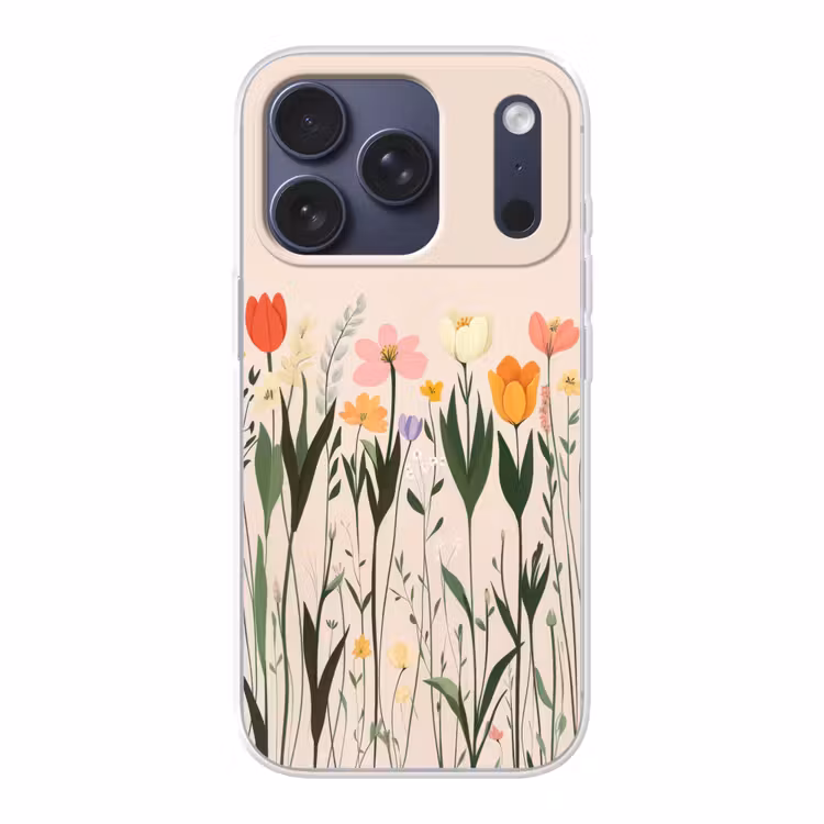 Pasteltinten - Bloemen - Illustratie Telefoonhoesje iPhone 17 Pro klein -3d