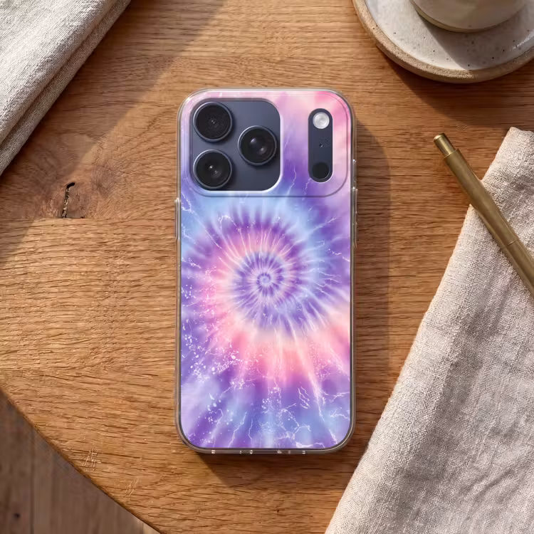 Pasteltinten - Paars - Spiraal - Marmer Telefoonhoesje iPhone 17 Pro klein -sfeer1