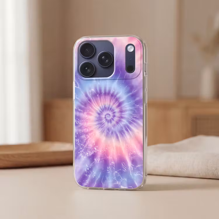 Pasteltinten - Paars - Spiraal - Marmer Telefoonhoesje iPhone 17 Pro klein -sfeer2
