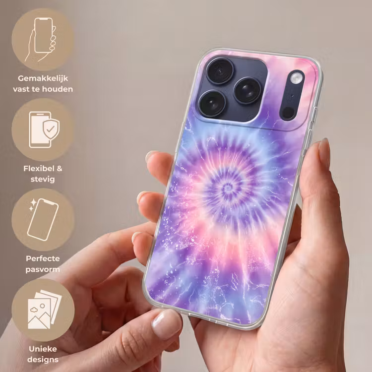 Pasteltinten - Paars - Spiraal - Marmer Telefoonhoesje iPhone 17 Pro klein -sfeer3_NL