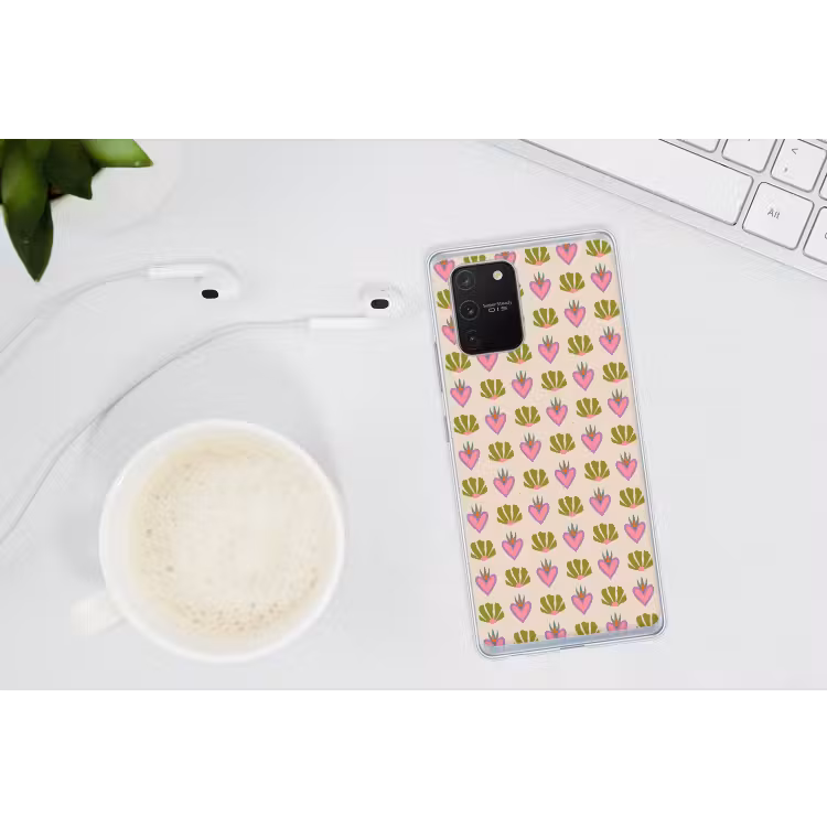 Patroon - Beige - Hartjes - Bloemen Telefoonhoesje Samsung Galaxy S10 Lite klein 364 -oordopS10Lite